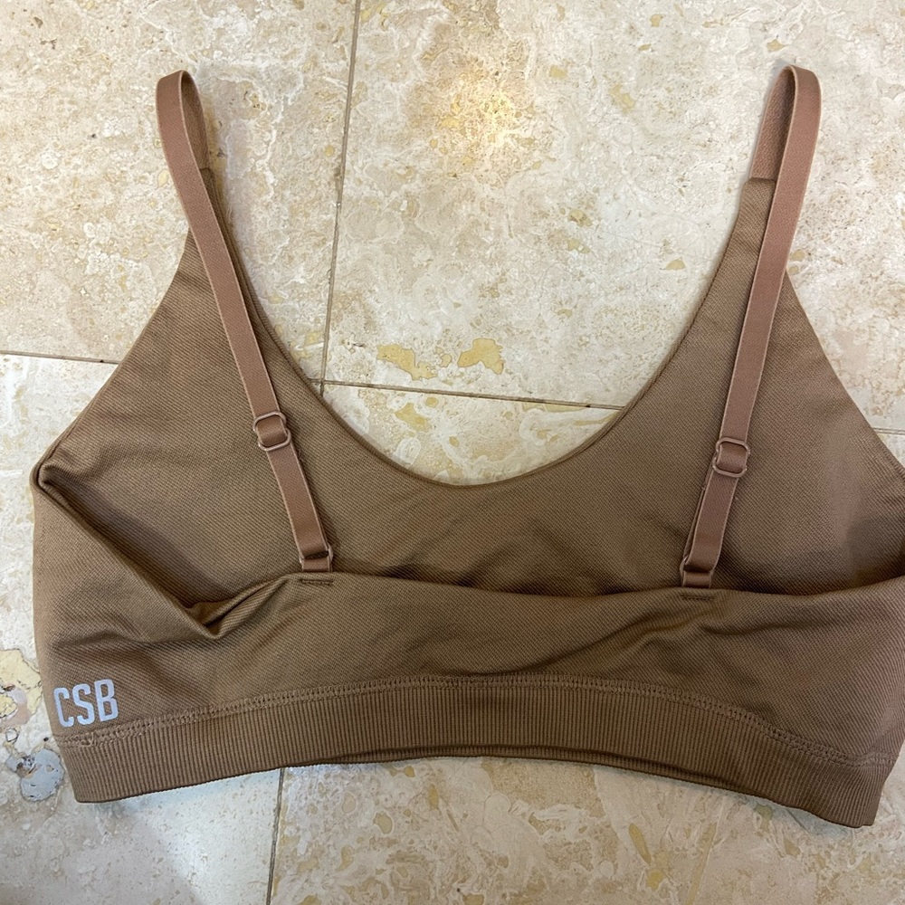 Crop shop boutique . Never worn. Size medium. Brown. Sports bra